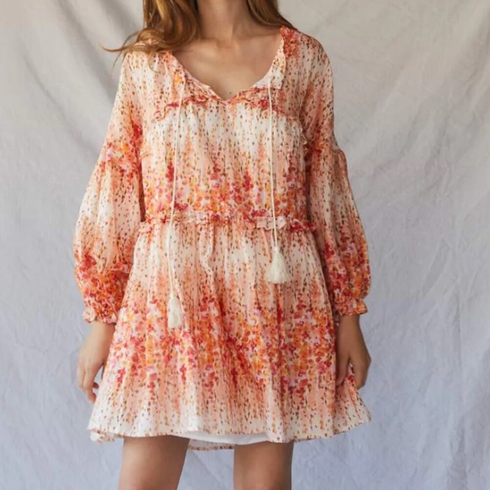NWT Christy dawn the Adeline dress in sunset gladiola - orange pink floral large